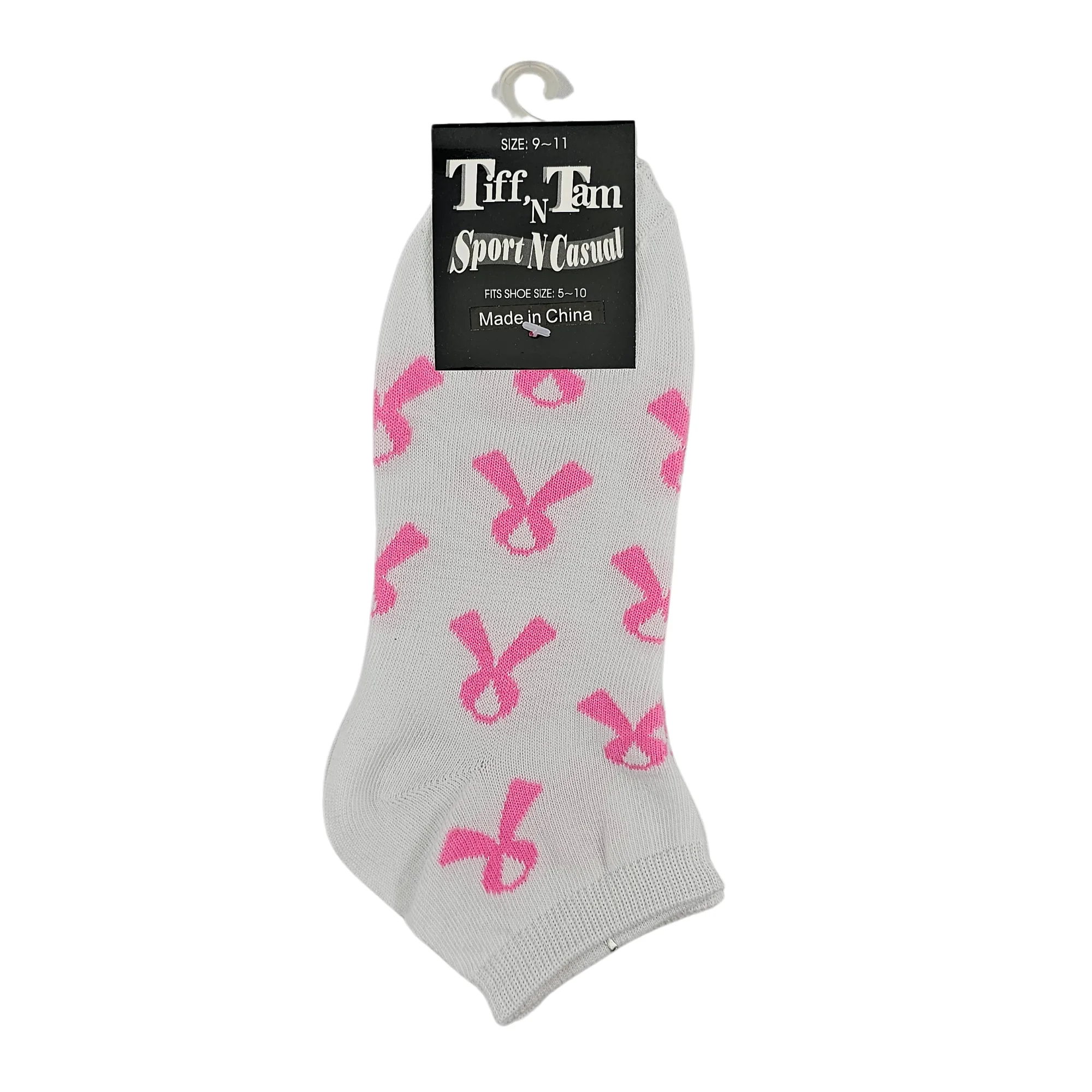 Ladies Lo Cut Cheer Sock - BCA Pink Ribbon