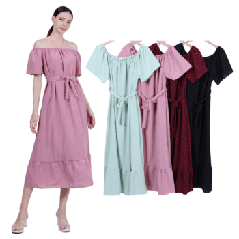 Off-Shoulder Dotted Summer Sun Dresses.