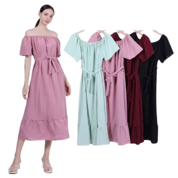 Off-Shoulder Dotted Summer Sun Dresses.